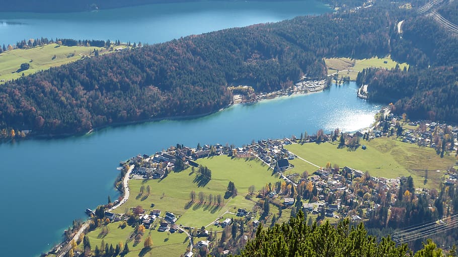 Alpine, Mountains, Sun, Blue, Lake, walchensee, water, nature HD wallpaper