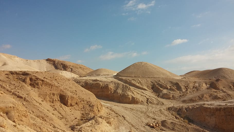 Sand, Desert, Judaean Desert, Israel, scenery, hills, sky, wilderness, HD wallpaper