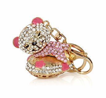 accesory, color, cute, diamonds, gold, heart, key ring, key ring pendant HD wallpaper
