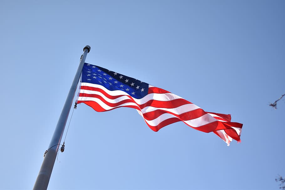 flag, flag pole, red, white, blue, national, america, flagpole HD wallpaper