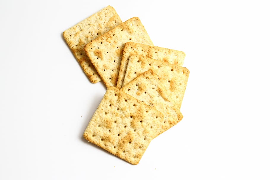 six square biscuits, biscuit crackers, healthy, food, snack, white, HD wallpaper