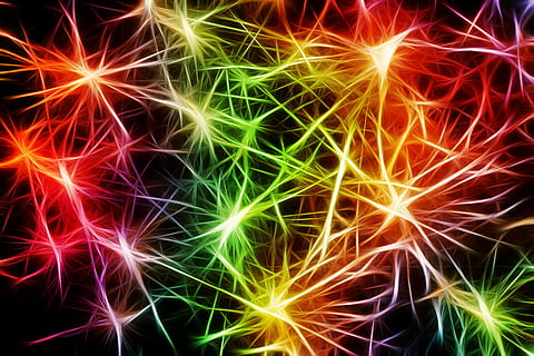 multicolored spark graphic wallpaper, nerves, cells, star, dendrites sepia HD wallpaper