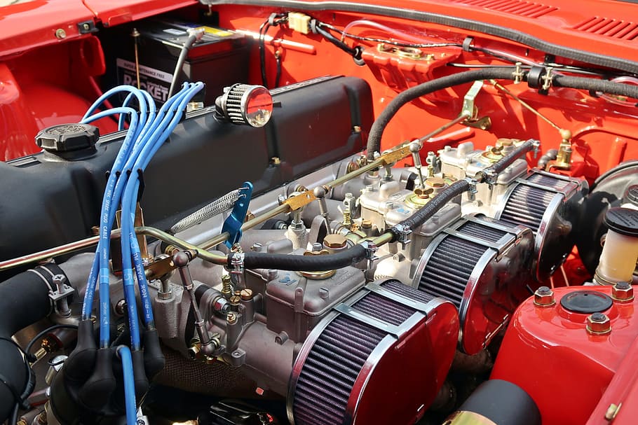 engine, datsun, nissan, oldtimer, red, carburetor, sports car HD wallpaper