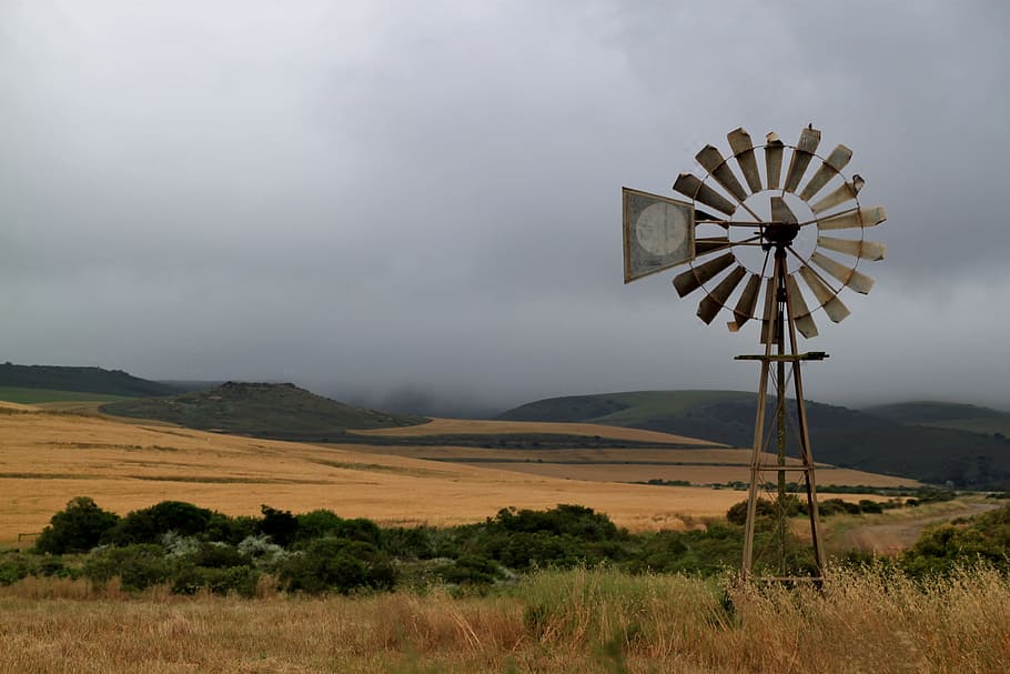 photo of wind mill on grass field, pinwheel, windmill, energy HD wallpaper