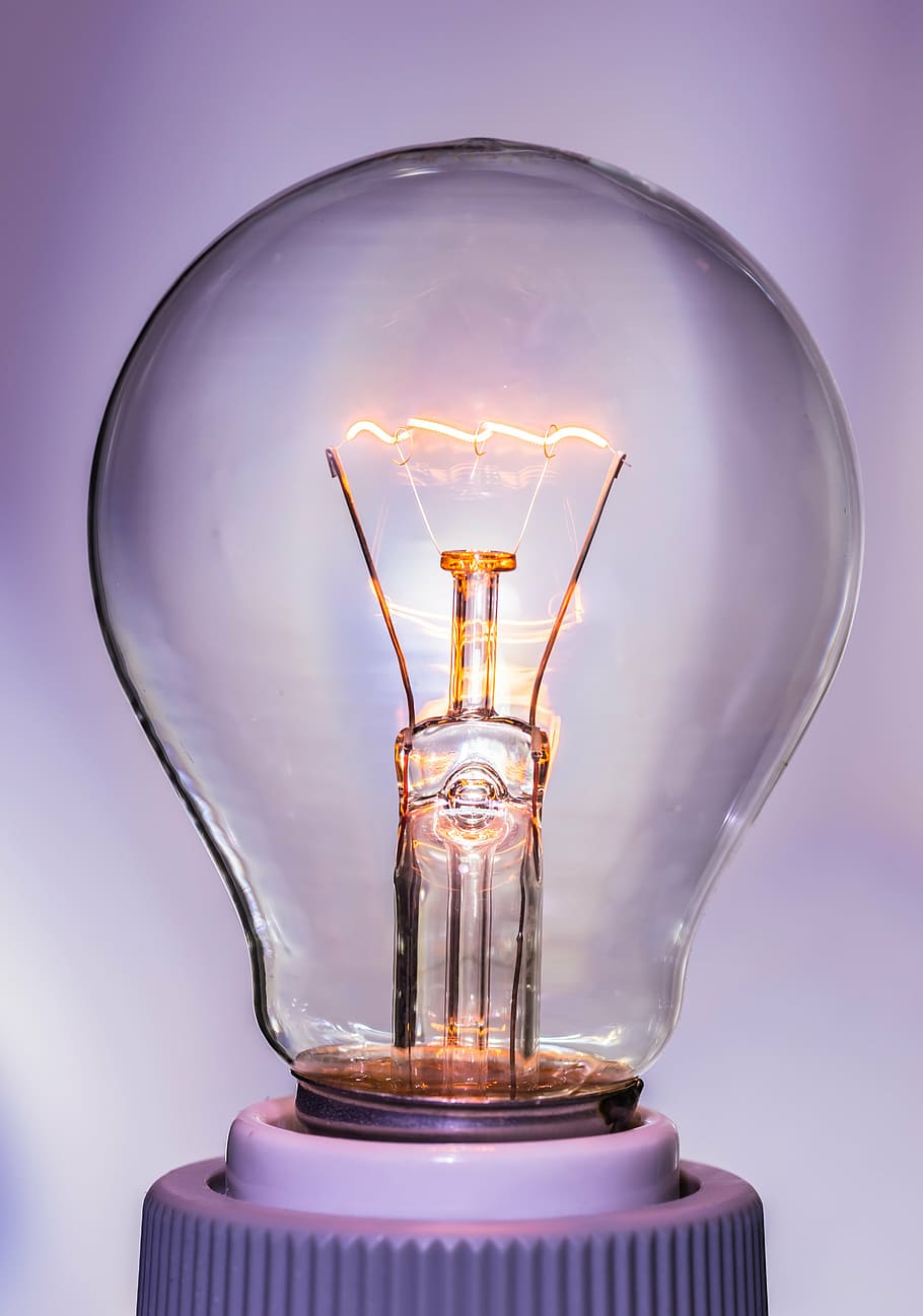 shallow focus photography of bulb, light bulb, at, burn, glow lamp