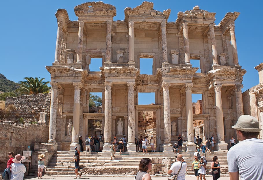 library of celsus, ancient, roman, building, ephesus, anatolia, HD wallpaper
