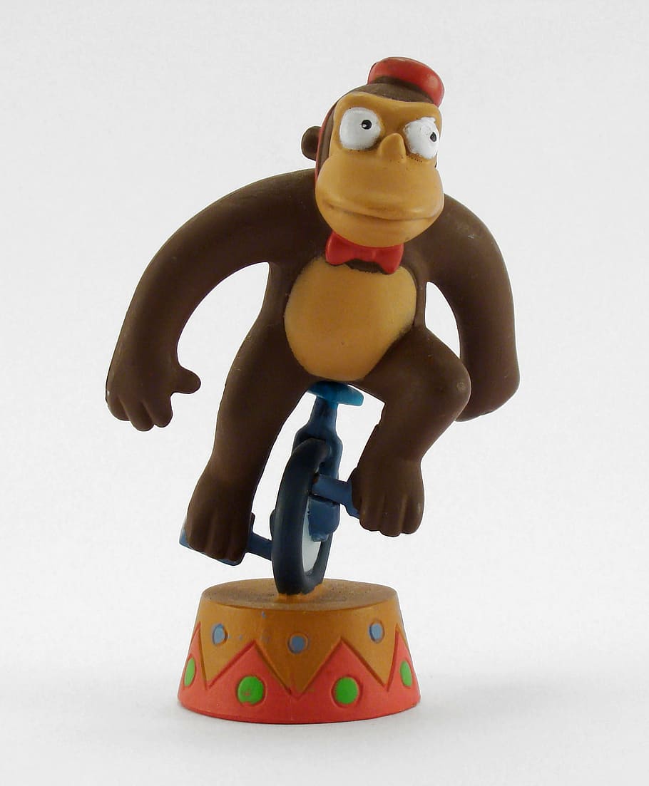 monkey, toy, simpsons, characters, snowman, drawing, retro HD wallpaper