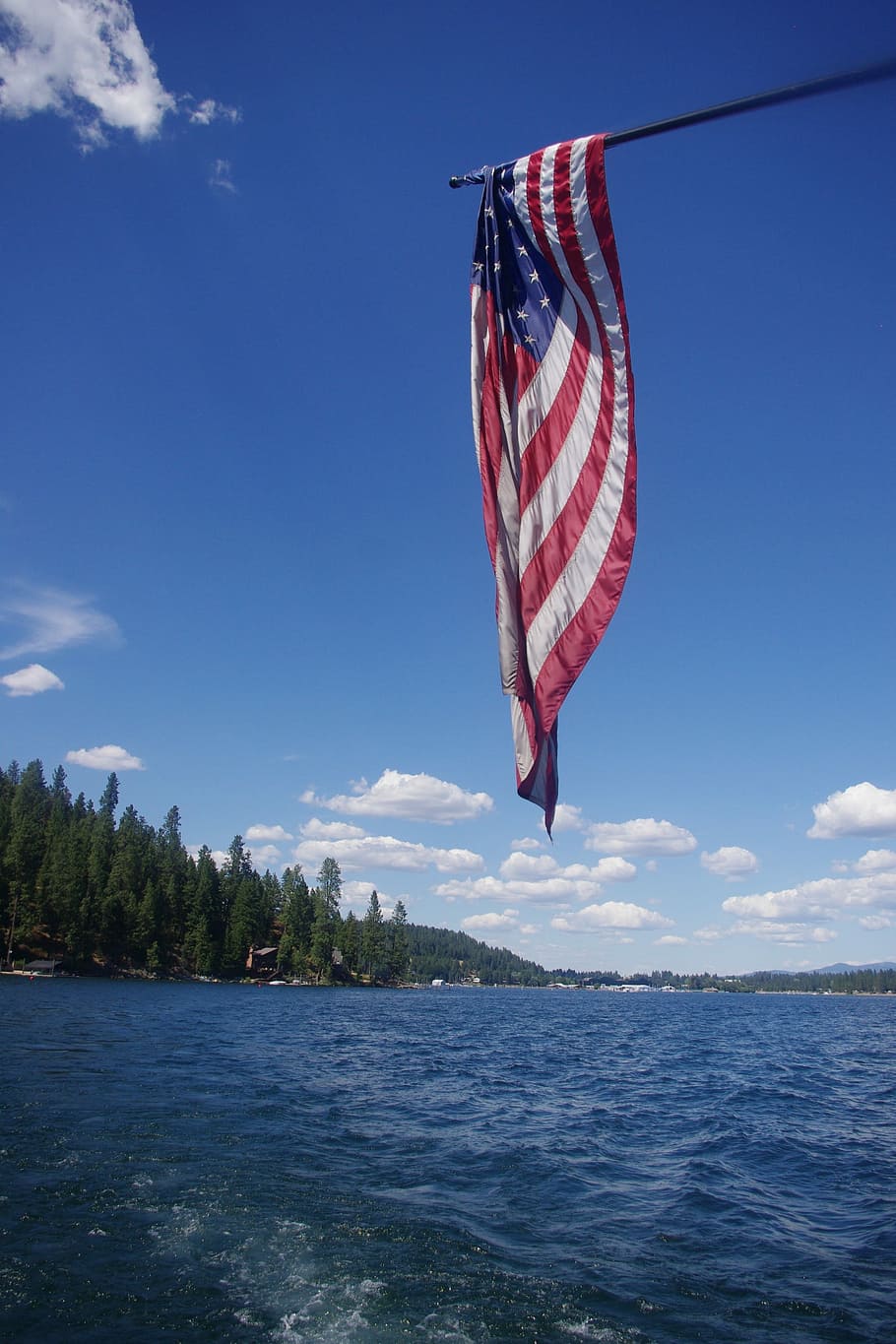 American Flag, Boating, Water, sky, cloud - sky, day, patriotism HD wallpaper