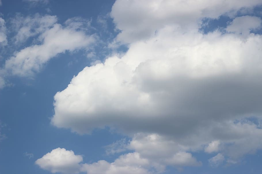 blue, sky, white, fluffy, clouds, environment, atmosphere, nature HD wallpaper