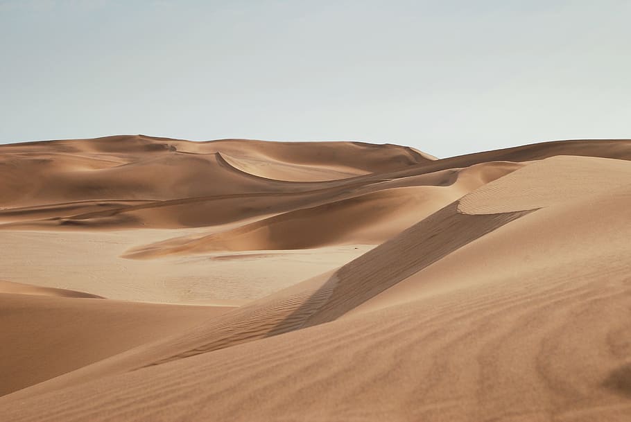 desert under clear blue sky during daytime, photography, dune HD wallpaper