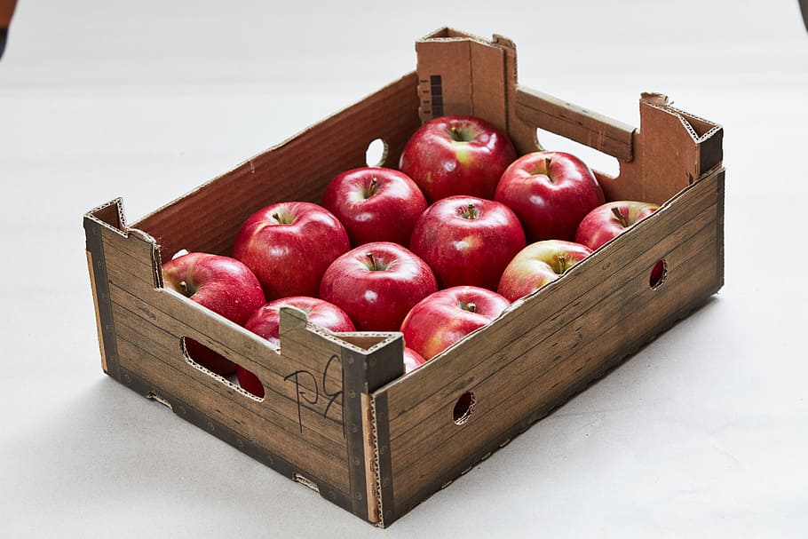 apples, fruit, red apple, nature, apple orchard, closeup, box HD wallpaper
