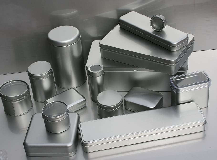 tin packaging, metal packaging, tin cans, still life, container