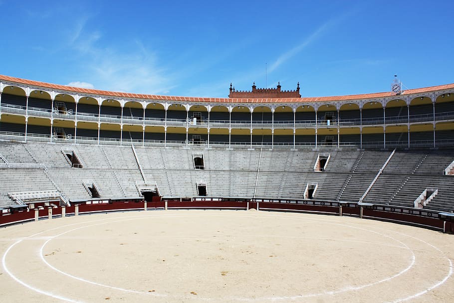 Arena, Bullfight, Madrid, Spain, stadium, sport, bleachers, HD wallpaper