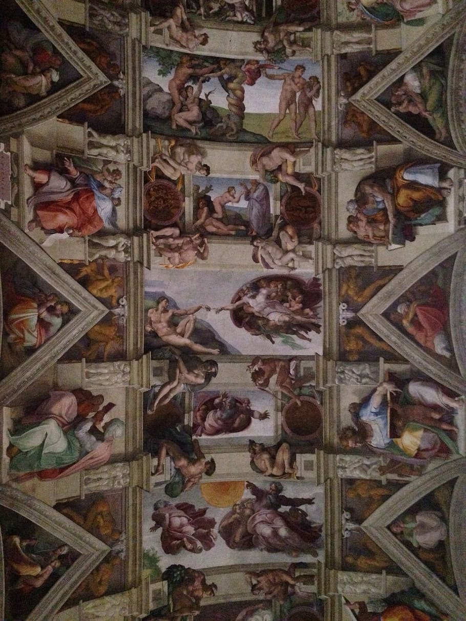 assorted painting wall decor, sistine chapel, miguel angelo, ceiling