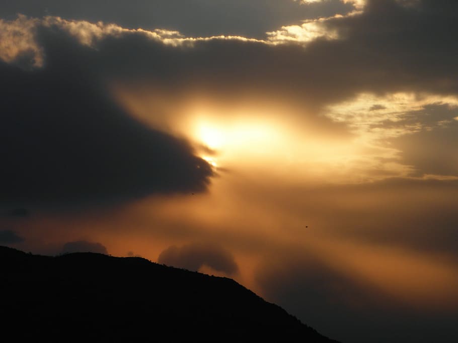 sunset, clouds, mountains, summer, cloud - sky, beauty in nature HD wallpaper