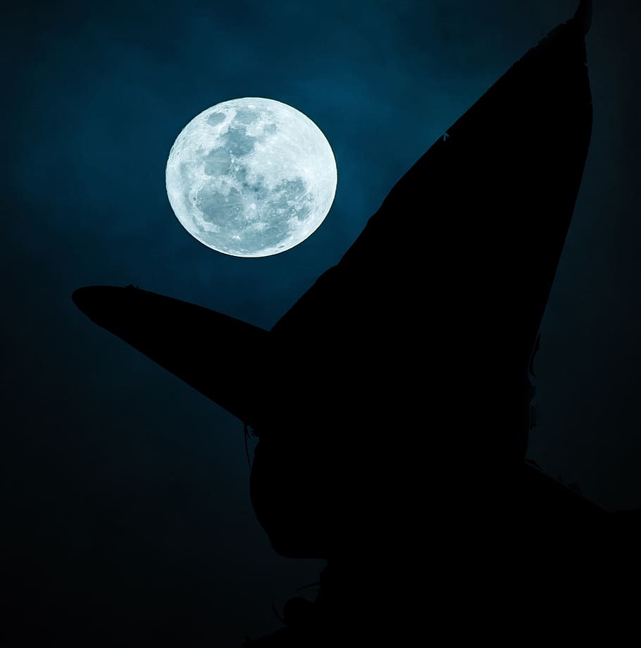 witch, black, moon, halloween, gothic, magic, girl, fantasy HD wallpaper