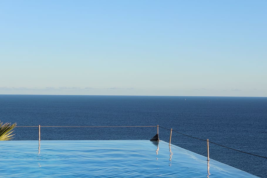 infinity, pool, sky, sea, water, luxury, summer, hotel, lifestyle HD wallpaper