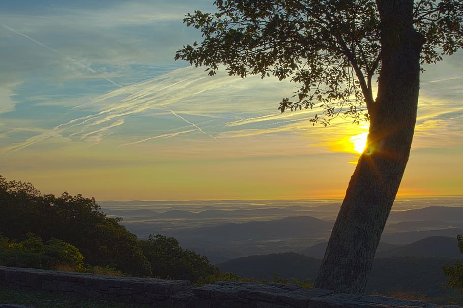 sunset, landscape, twilight, dusk, sunshine, sky, colorful HD wallpaper