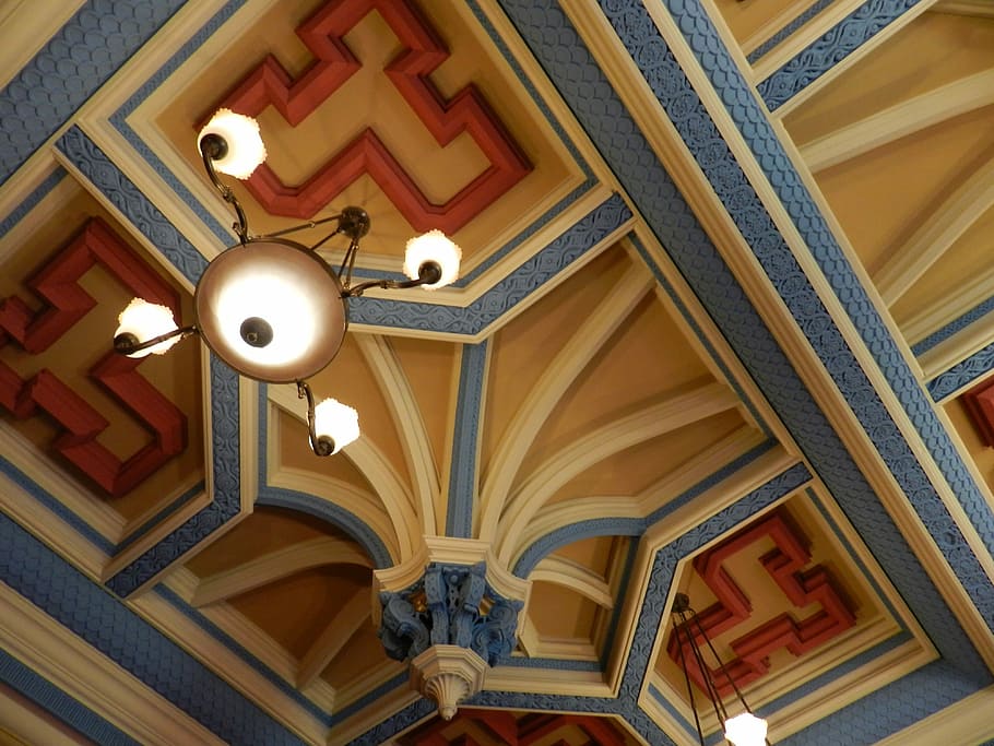 Ornate, Ceiling, Lights, ornate ceiling, decoration, interior HD wallpaper