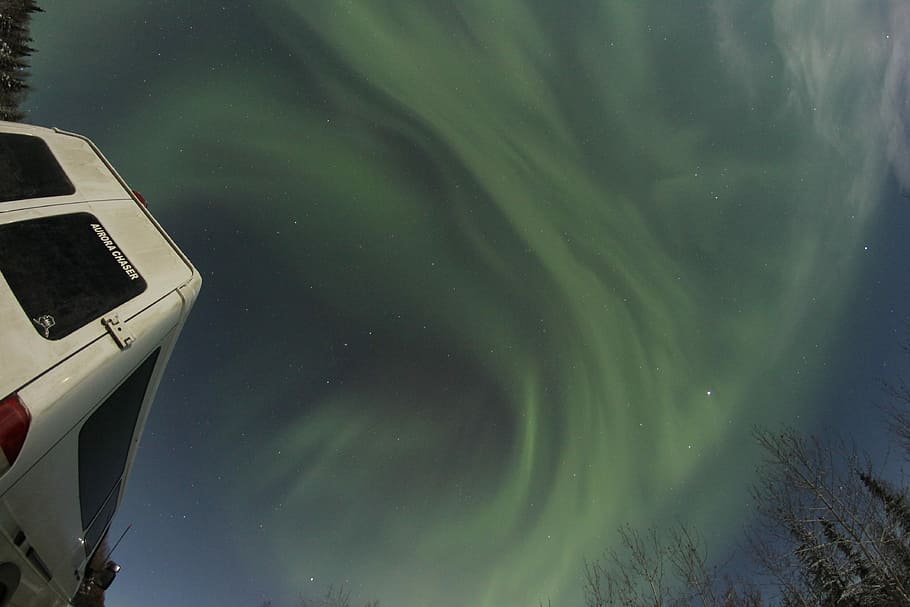 Aurora, Night, Alaska, Winter, Sky, van, borealis, no people HD wallpaper