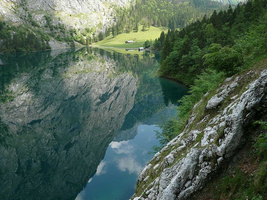 reflections, water, mountains, lake, mood, loneliness, silent HD wallpaper