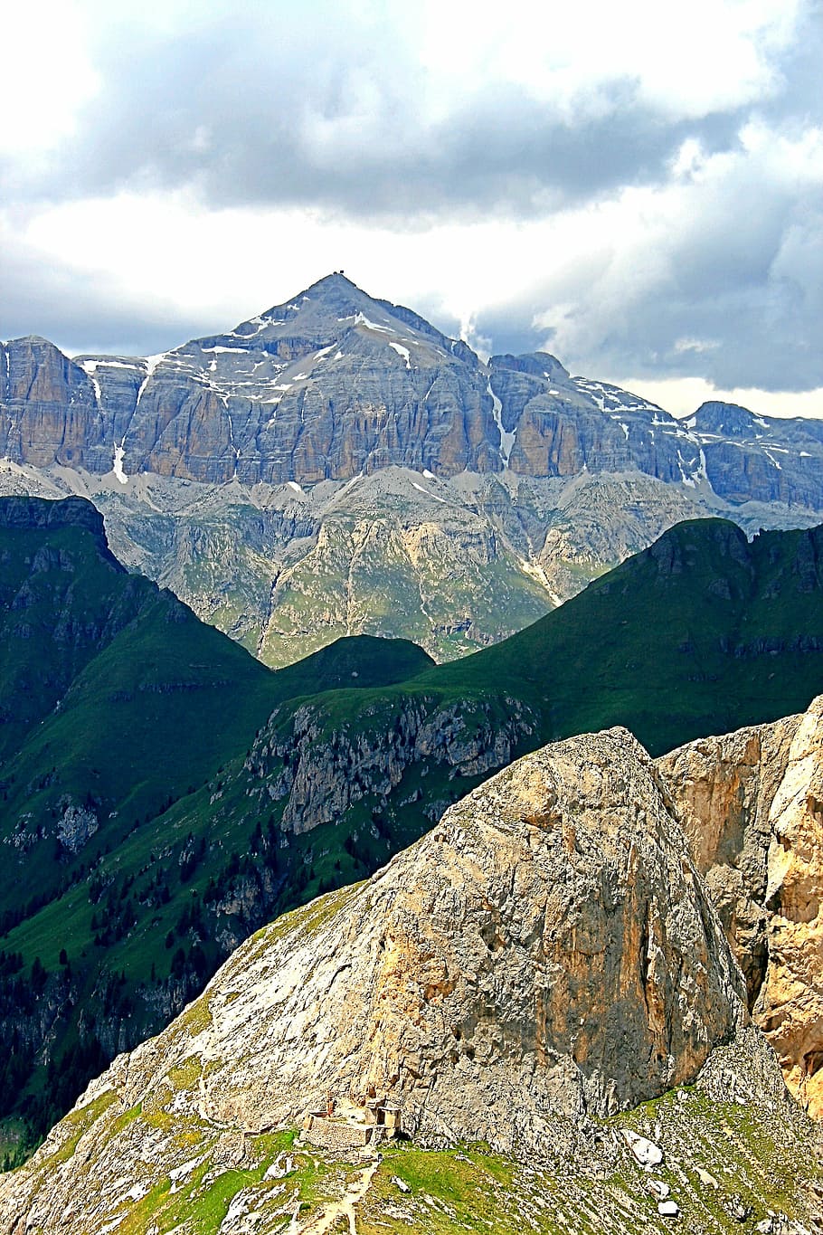 mountains, summer, dolomites, view, cloud - sky, scenics - nature HD wallpaper