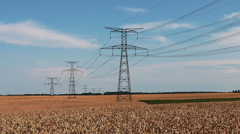 black electric tower under blue sky at daytime, electricity HD wallpaper