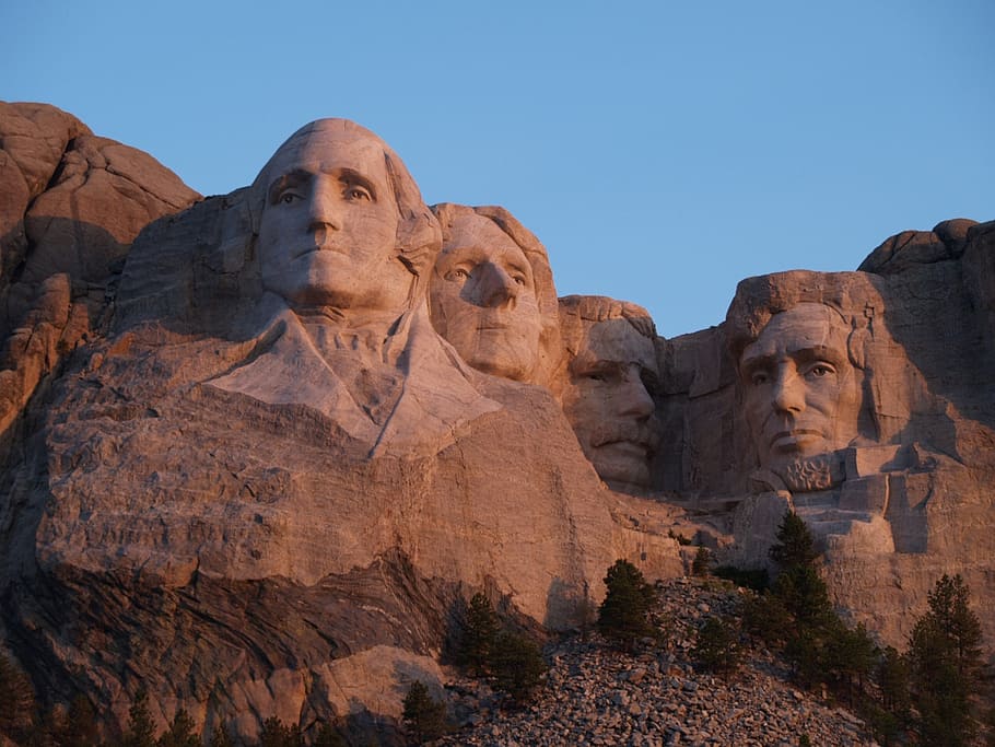 mount rushmore, sunrise, presidents, memorial, granite, sculpture