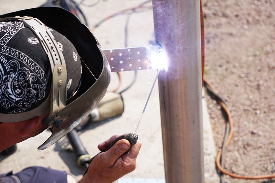 welder, worker, job, stainless, outdoor, metal frame, one person HD wallpaper