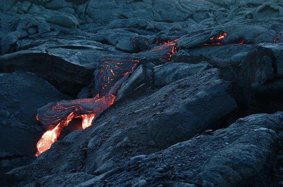 hot, rock, outdoors, flame, ash, danger, heat, lava, volcano HD wallpaper