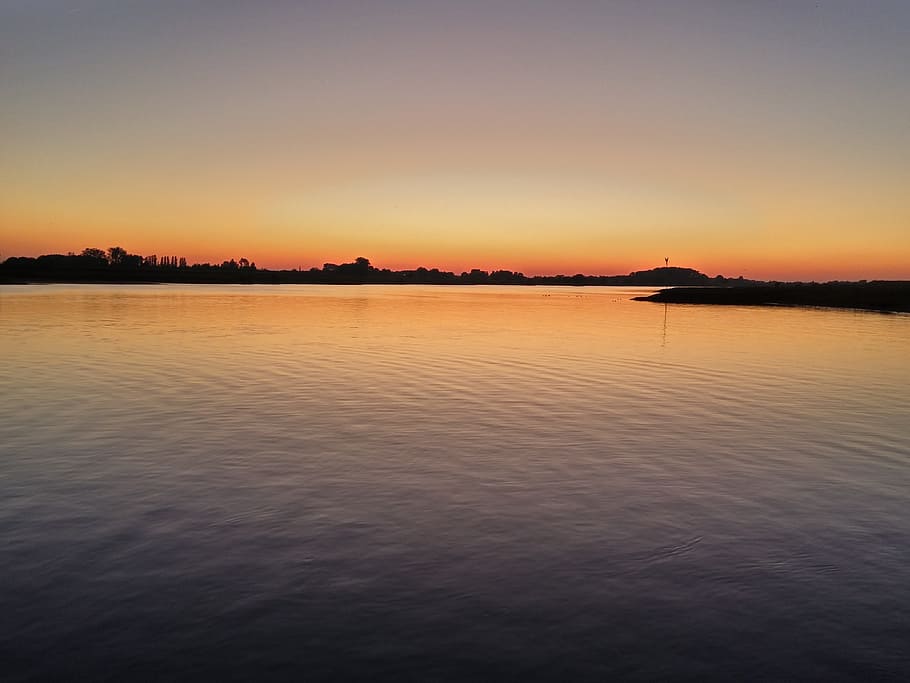 Sunset, Water, Evening, Brand, reflection, evening sky, evening red HD wallpaper