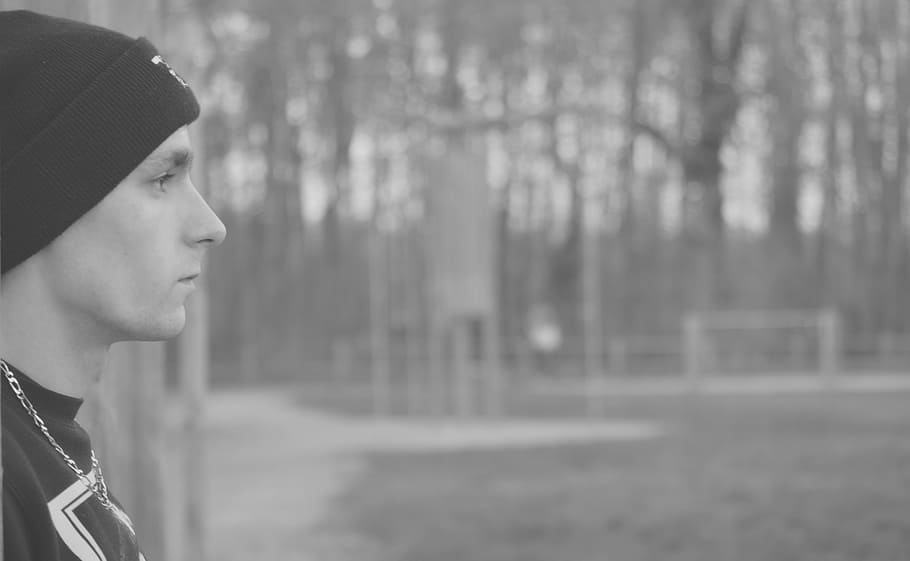 profile, black and white, man, one person, headshot, looking HD wallpaper