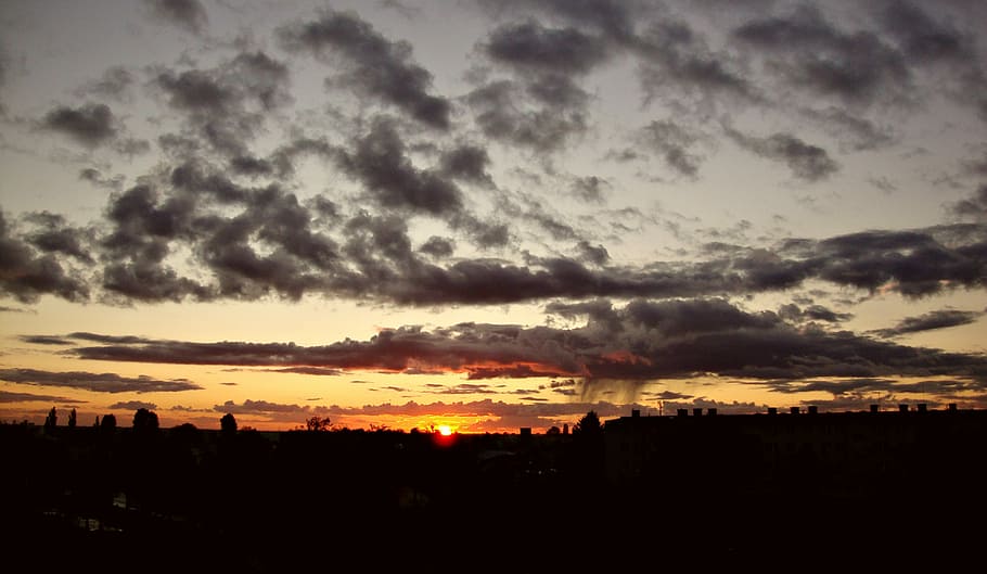 Sky, Clouds, Evening, Dark, Sunset, landscape, silhouette, no people HD wallpaper