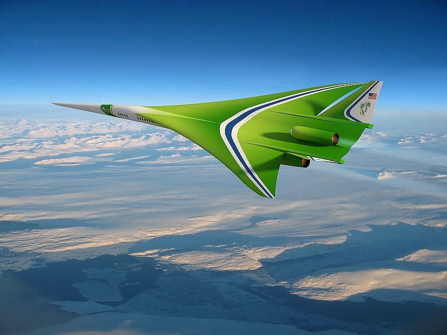 green and white jet plane during daytime, supersonic, flight