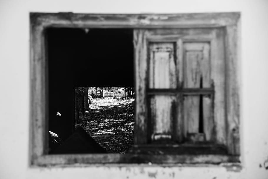 black white, window, old, damaged, architecture, abandoned HD wallpaper