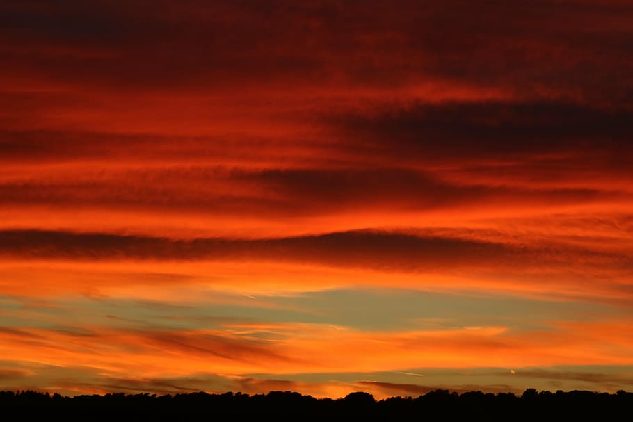 sunset, afterglow, sky, clouds, abendstimmung, twilight, evening sky HD wallpaper
