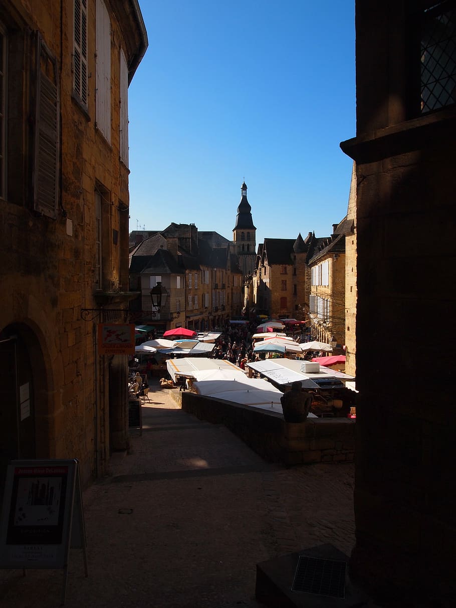 sarlat, village, town, market, architecture, building exterior, HD wallpaper