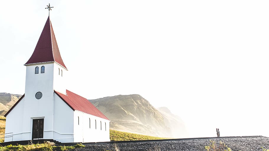landscape photography of church, white, brown, concrete, mountain HD wallpaper