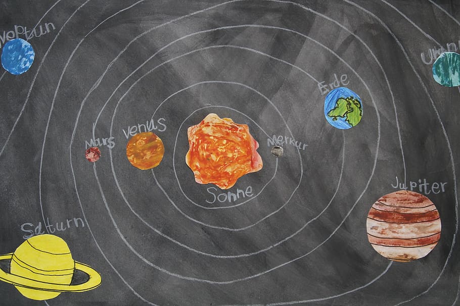 HD wallpaper: planets illustration, chalk drawing, celestial body, school  material | Wallpaper Flare