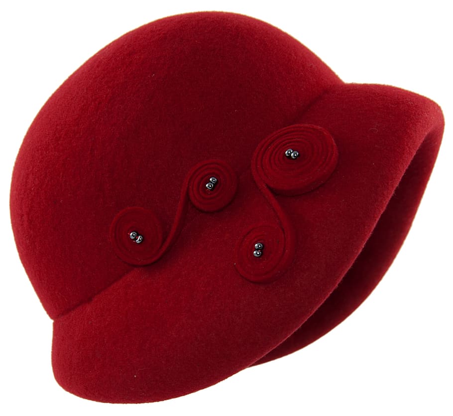 hat red women's, felt, filcowy, model, event, ornament, woman