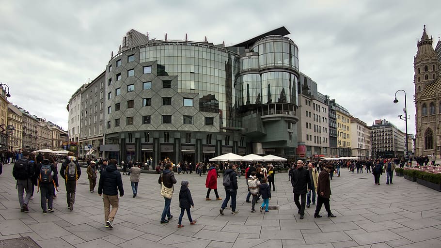 vienna, downtown, panorama, people, architecture, europe, famous Place HD wallpaper