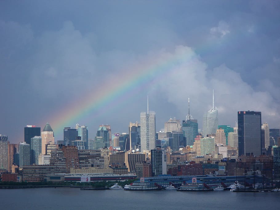 Rainbow, Cityscape, Skyline, Nyc, skyscraper, urban, urban skyline HD wallpaper
