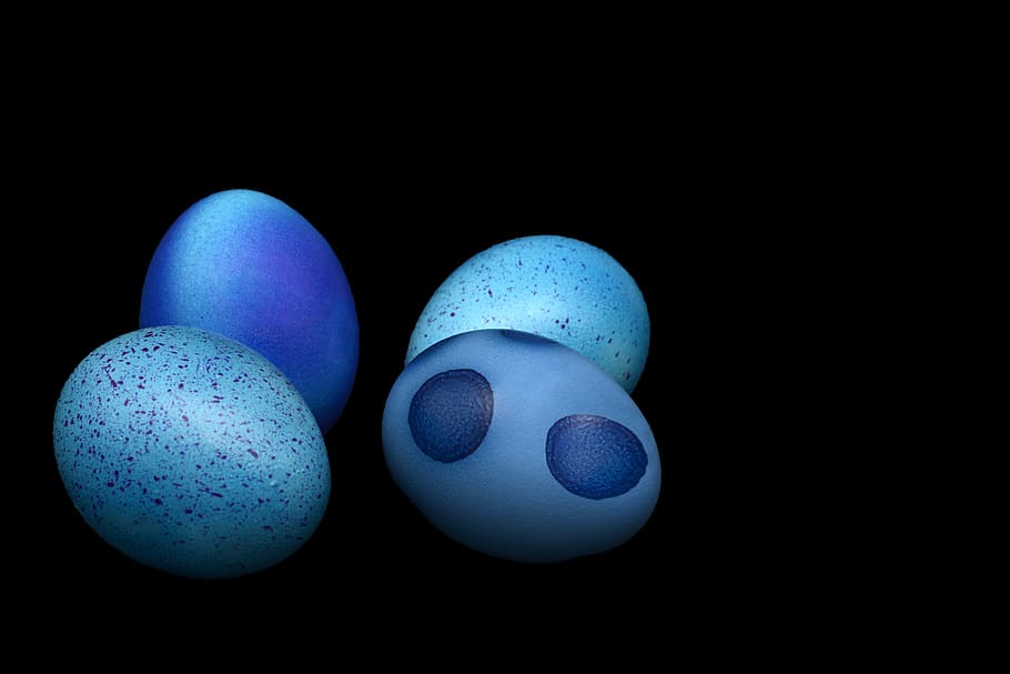 four assorted eggs, easter eggs, happy easter, color, easter theme HD wallpaper
