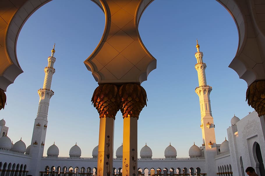 mosque under blue sky during day, sunset, evening, pray, muslim HD wallpaper