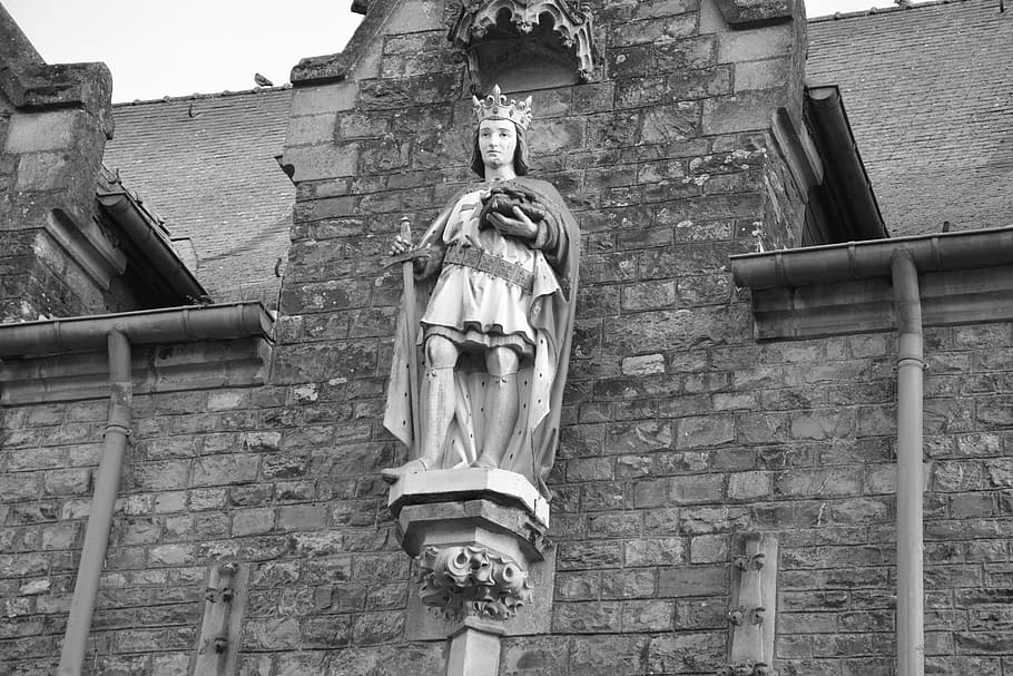 church acigné, brittany, france ille et vilaine, statue of saint louis, HD wallpaper