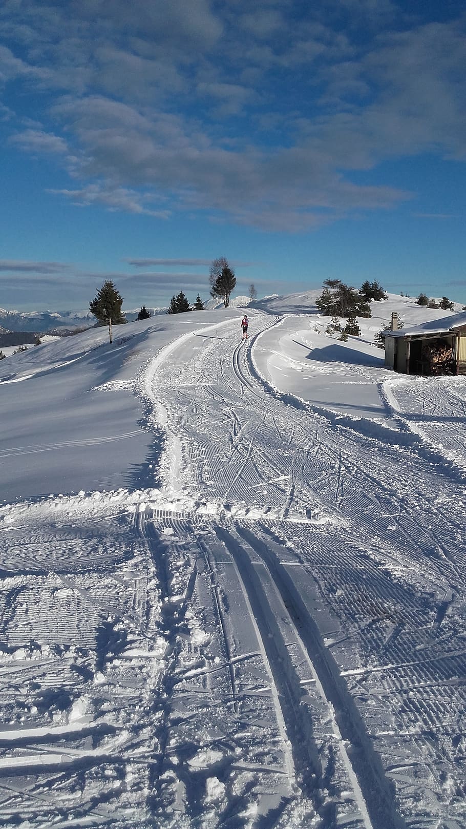 snow, track, sci, background, landscape, winter, overview, cold HD wallpaper