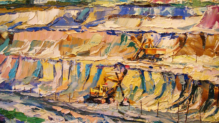 quarry, canvas, oil, full frame, backgrounds, multi colored HD wallpaper