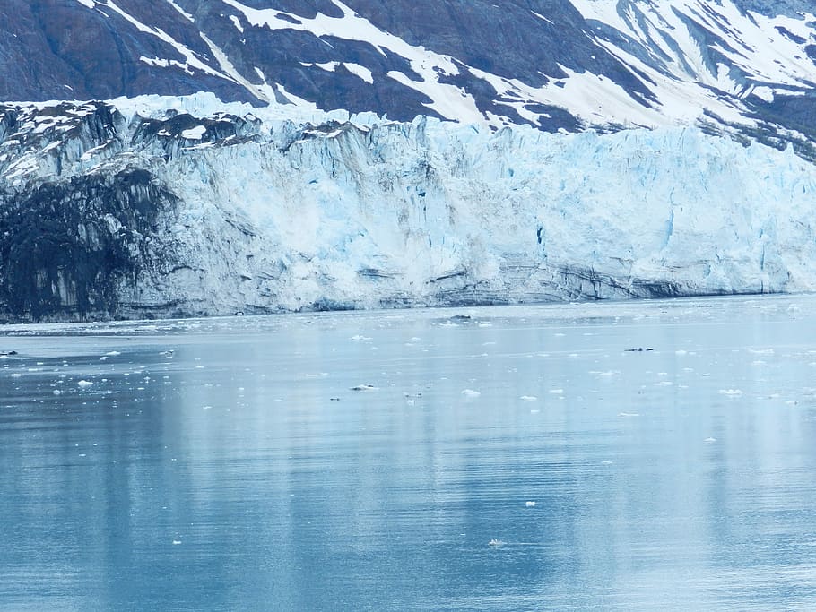 Glacier Bay Alaska, body of water near mountain, snow, lake, frozen, HD wallpaper