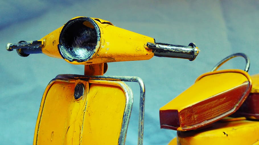 yellow motor scooter, yellow and gray motor scooter, transportation HD wallpaper