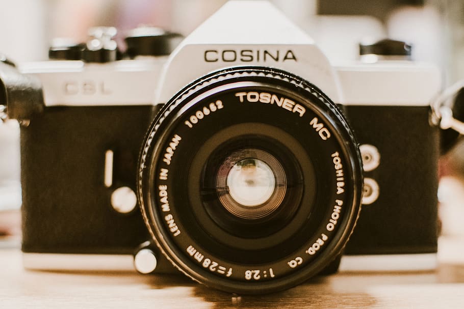 Black and Gray Cosina 35 Mm Film Camera, Analogue, blurred background